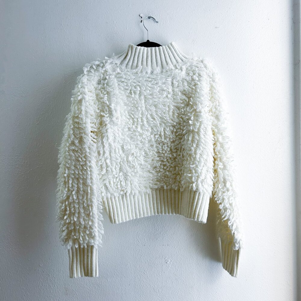 ANTHROPOLOGIE MAEVE Callahan Mock-Neck Loop-Stitch Sweater in Cream/Ivory - Picture 5 of 10